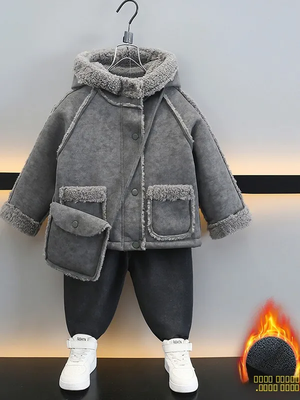 

Мужская утепленная куртка из хлопка с флисовой подкладкой, осенне-зимняя, из искусственной замши с мехом, повседневная, с капюшоном, для подростков