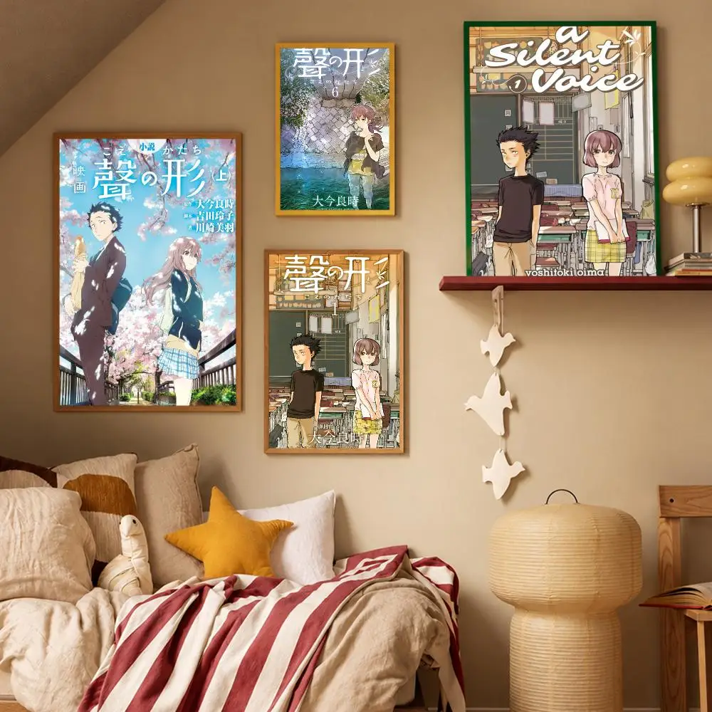 Anime Action A Silent Voice Poster HD Waterproof Wall Art Posters Self Adhesive Bedroom Living Room Home Decor Gift