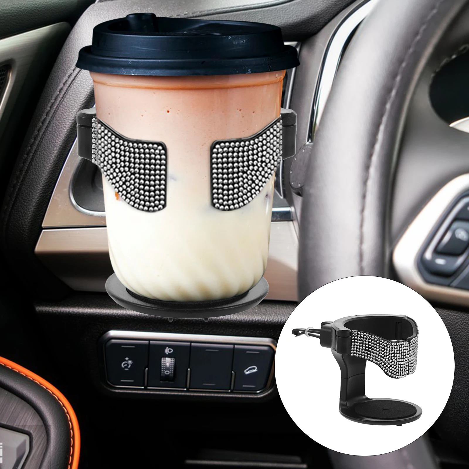 

Air Vent Cup For Car Drink Bling Rhinestone Auto Cup Holder Durable Plastic Automotive Drink Holder Car Vent Clips Easy