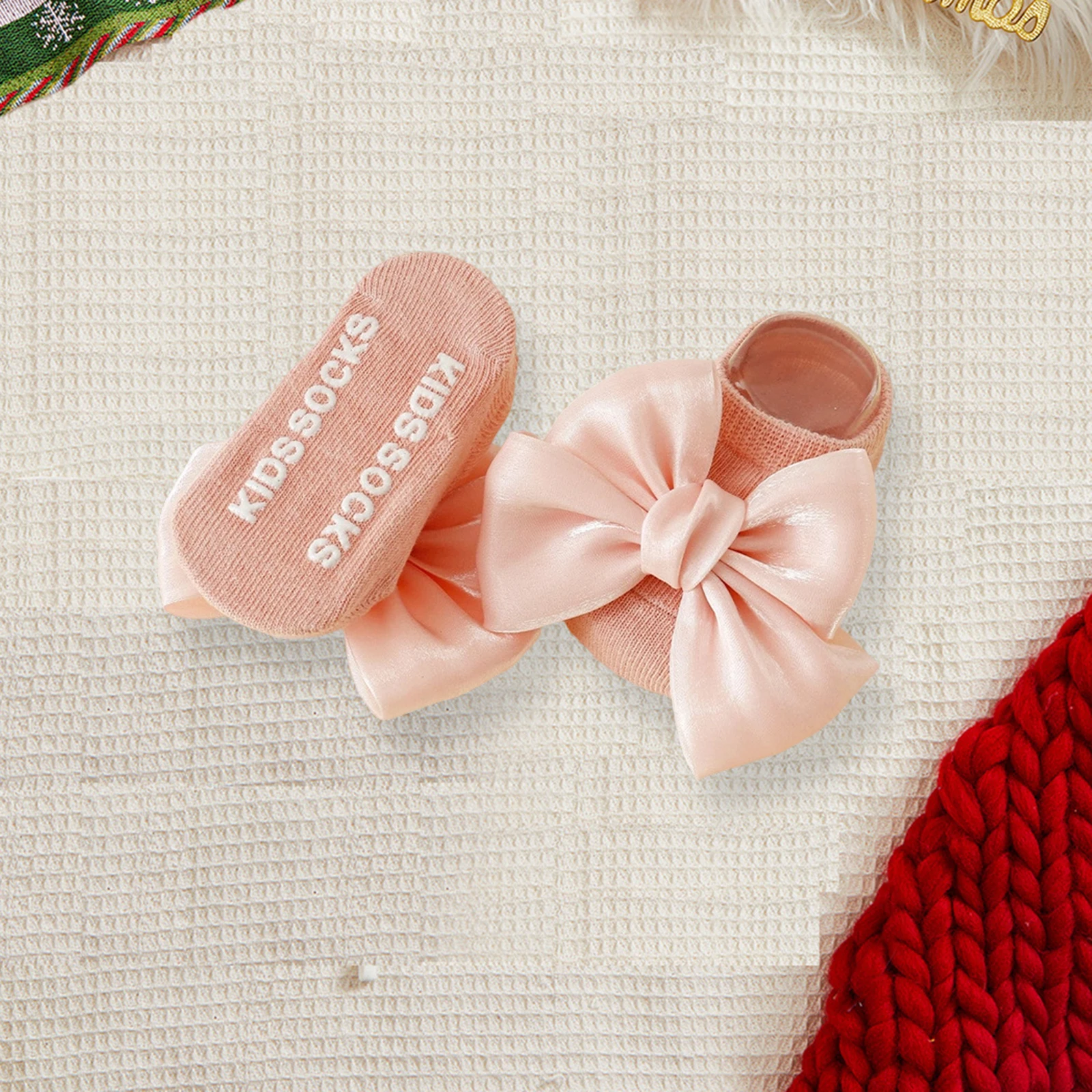 Toddler Baby Walking Socks with Grippers Cute Bow Decor Non Slip Socks for Indoor
