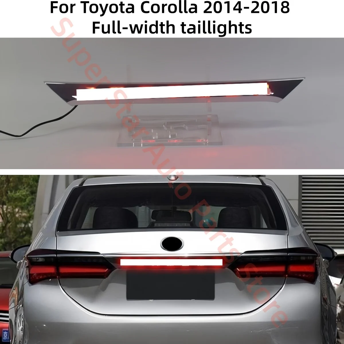 For Toyota Corolla 2014-2018 Full-width taillights Modification Tail light Brake light Turn signal Flashing license plate light