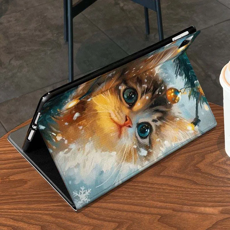 

Cartoon Christmas Kitten Art For Xiaomi Redmi Mi Pad 2 4 5 6 6s 7 8 11 12.5 12.4 11.2 8.7 SE Pro Plus Max Cover Tablet Case