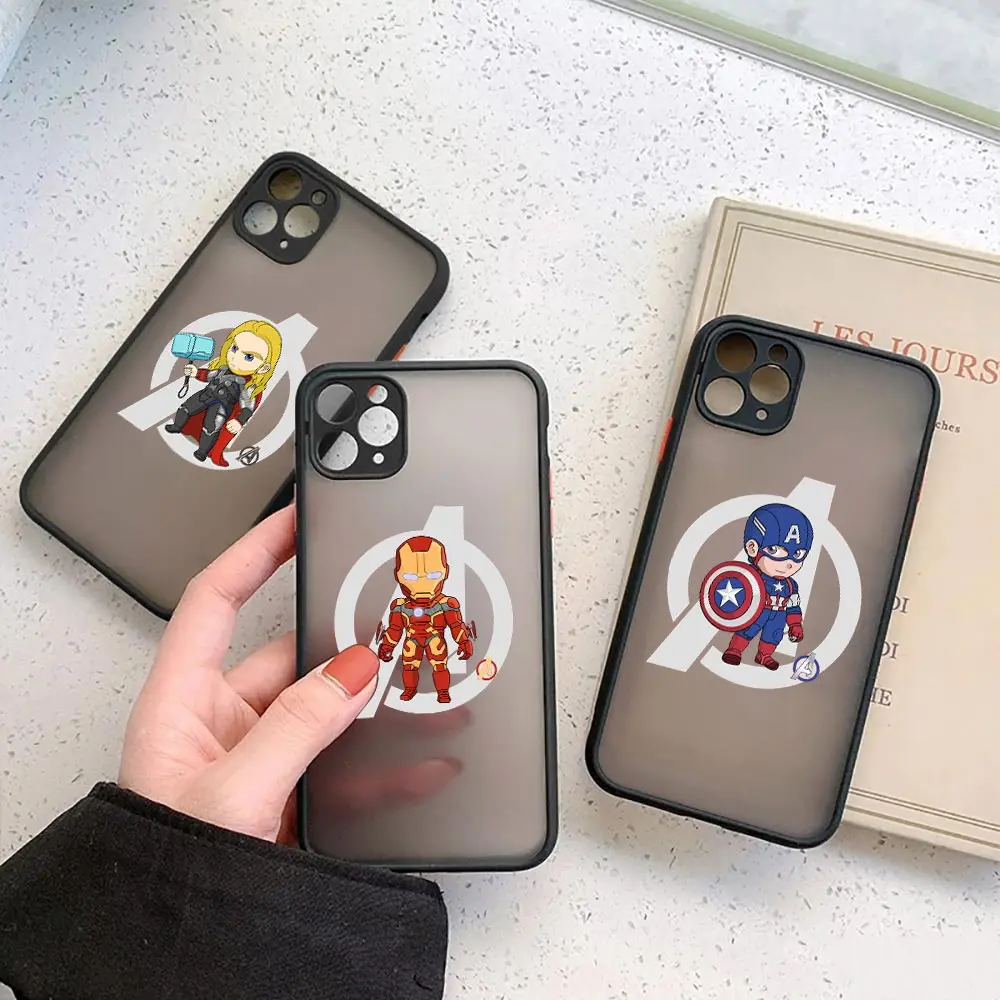 Avengers Case For iPhone 13 12 11 14 Pro Max SE XR XS X 7 8 Plus Silicone Clear Matte Cover Ironman Captain America Funda Marvel