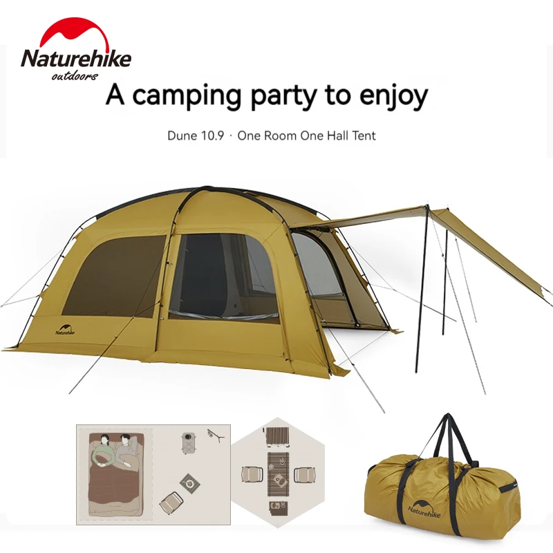 

Naturehike Double Layer Dome Tent with Extended Canopy Fireproof Chimney Hole for 2-3 Person Outdoor Camping Beach Waterproof