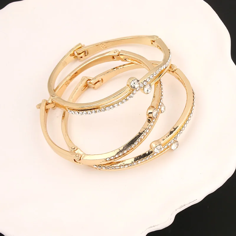 3 Piece Bracelets Moroccan Crystal Lock Bracelets Chic Bridal Wedding Jewelry Gift Luxury Women Bracelets Women Designer Fashion