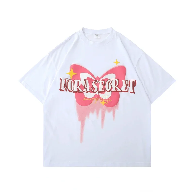 تي شيرت قوطي هاراجوكو نسائي ، غرنج ، طباعة حب كيوبيد ، تيشيرتات فراشة ، رقبة مستديرة ، قمم بأكمام قصيرة ، للجنسين ، كاجوال ، موضة الصيف