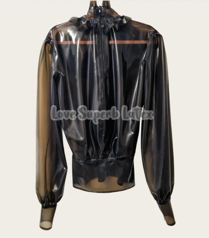Customizable women's latex blouses Latex Rubber Catsuit women's latex  jacket Top Halloween Party view 2