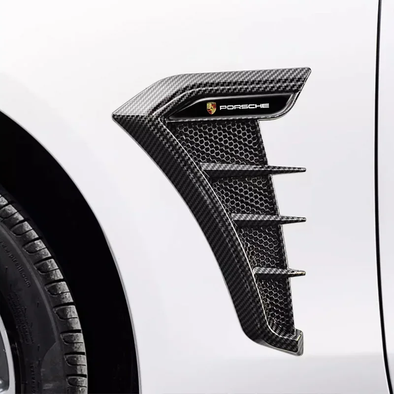 For Porsche 911 718 Taycan Panamera Cayenne Macan Cayman Car Fender Side Vent Air Flow Intake Hole Grille Sticker Auto Accessory