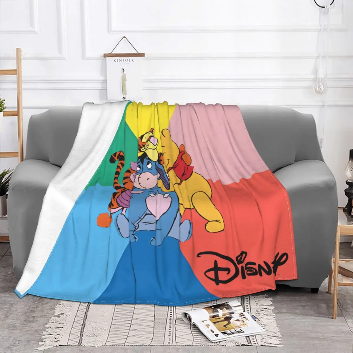 Cute Disney Characters Blanket Winnie Fleece Flannel Breathable Super Warm Plaid Throw Blankets For Car Plush Thin Quilt