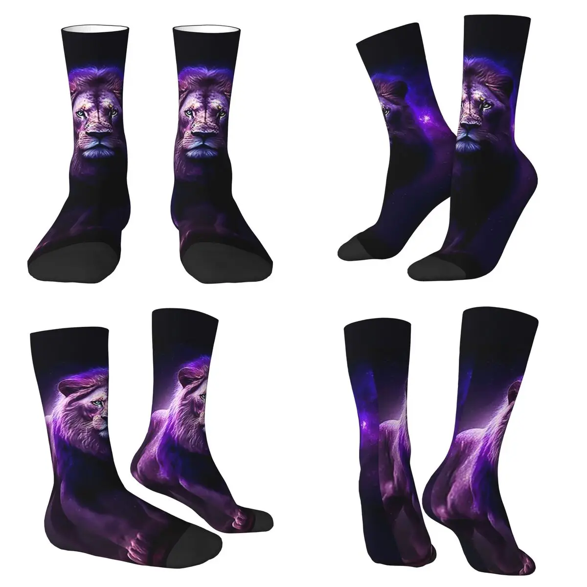 

Dark Style Lion Print Socks Harajuku High Quality Stockings All Season Long Socks Accessories for Man's Woman's Christmas Gifts
