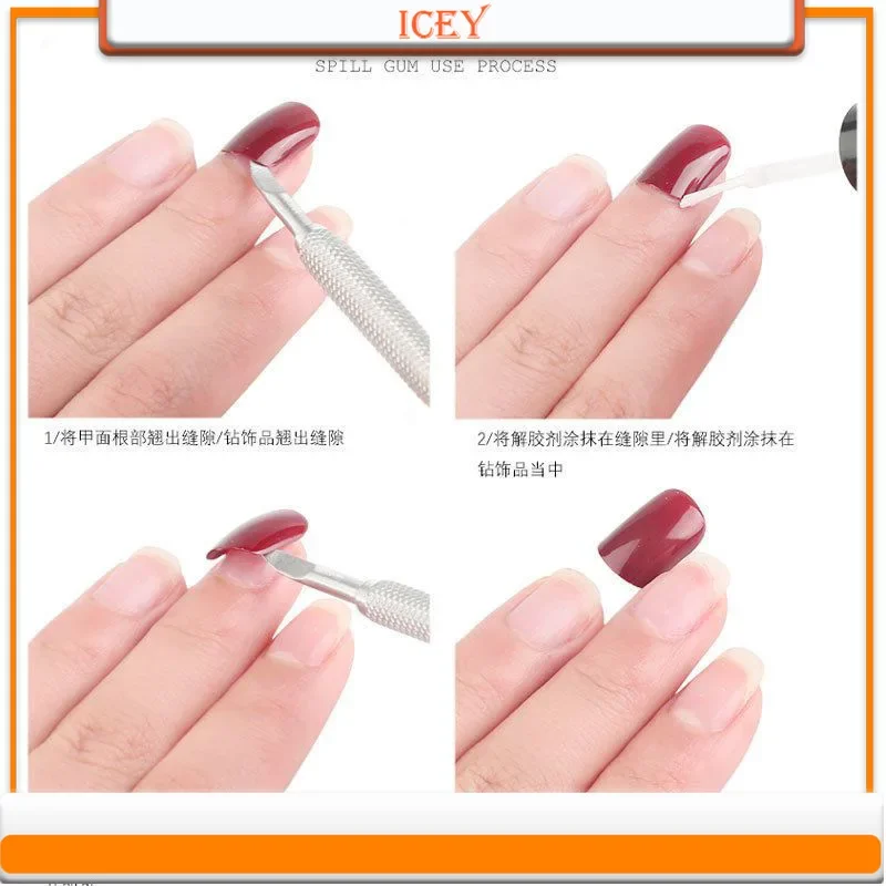 Icey Beauty 15ml Removedor de cola para unhas Agente de limpeza de placa de unhas Desmontagem de unhas falsas Removedor de esmalte Removedor adesivo