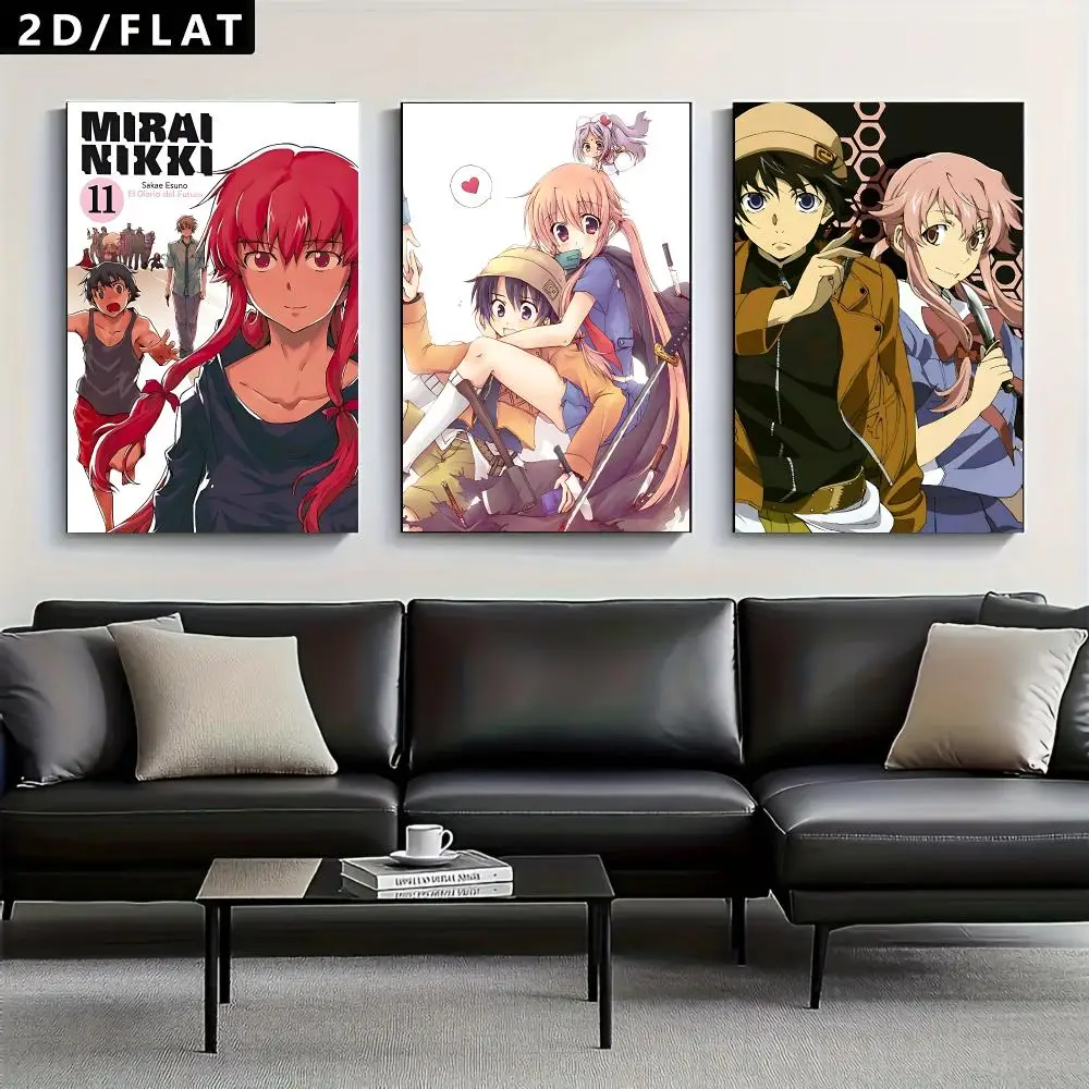 anime Mirai Nikki Trendy Classic hot HD Self-Adhesive Waterproof Art Poster Room Decor, New Arrival On Sale
