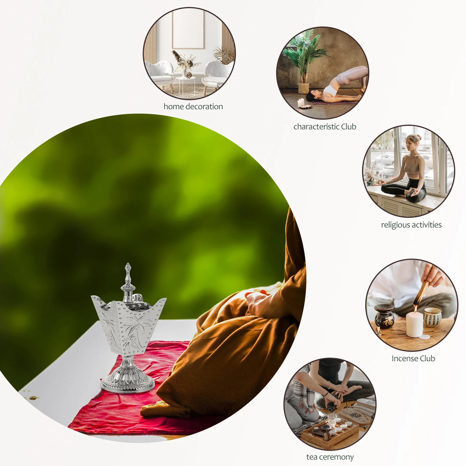 

Electric Metal Incense Burner Vintage Retro Eu Plug Decorative Aroma Burner Aromatherapy Censer Holder