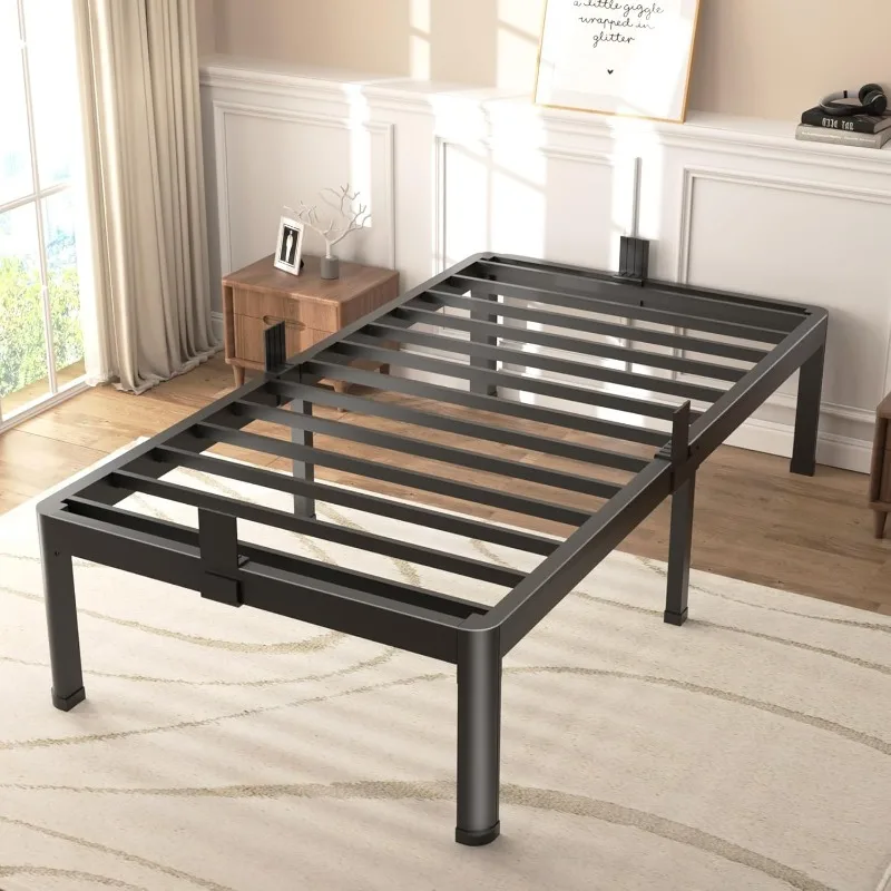 Bed Frames with Round Corner Edge Legs High 3500 lbs Heavy Duty Metal Platform Bed Frame Twin Size No Box