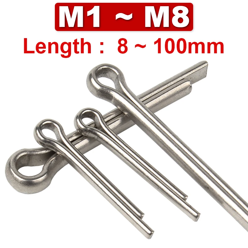 100Pcs Cotter Pin 304/316 Stainless Steel/galvanized Elastic Hairpin Pins Bayonet Pivot Pin Spring Pin U-shaped Pin M1~M10 GB91