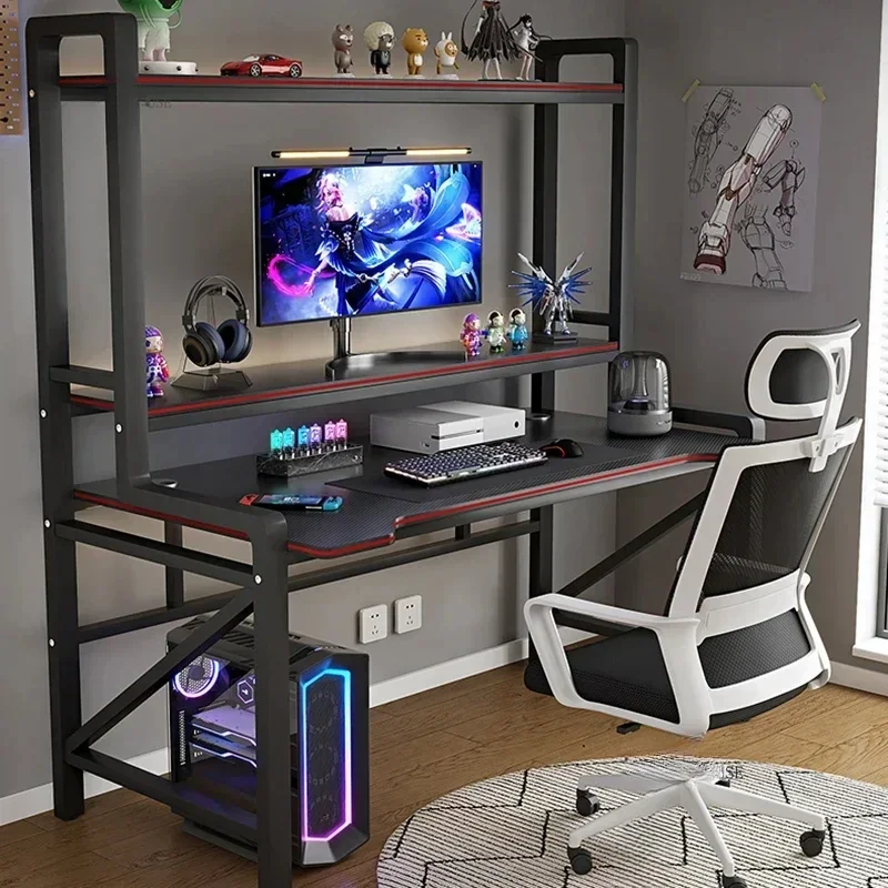 Modern Carbon Fiber Desktop Computer Desk Bookshelf Integrated Student Study Tables Rental House Simple Office Gaming Desks
