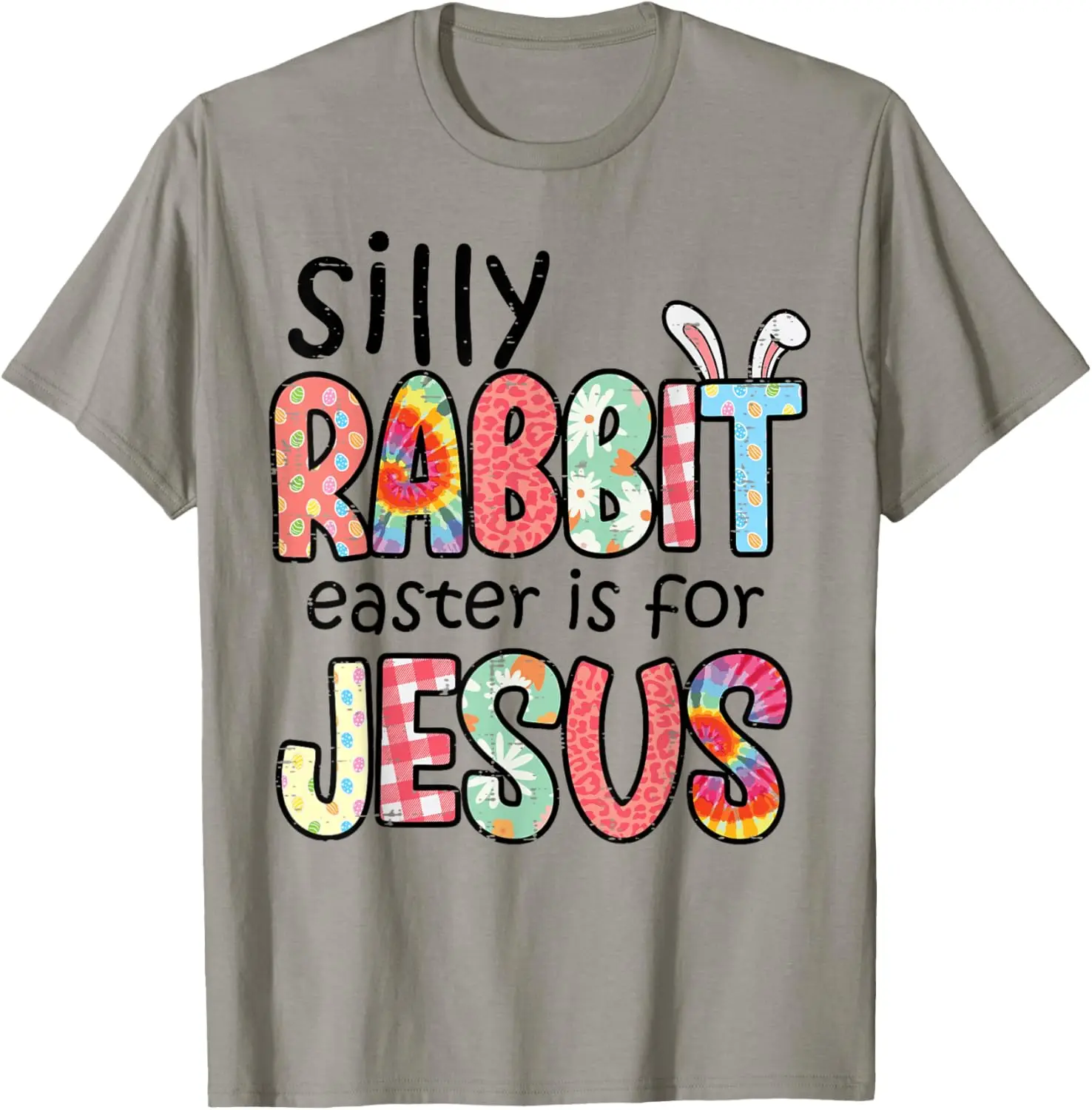 

Silly Rabbit Easter Is For Jesus Religious Graphic Tee Short Sleeve Breathable Cotton T-Shirt for Women