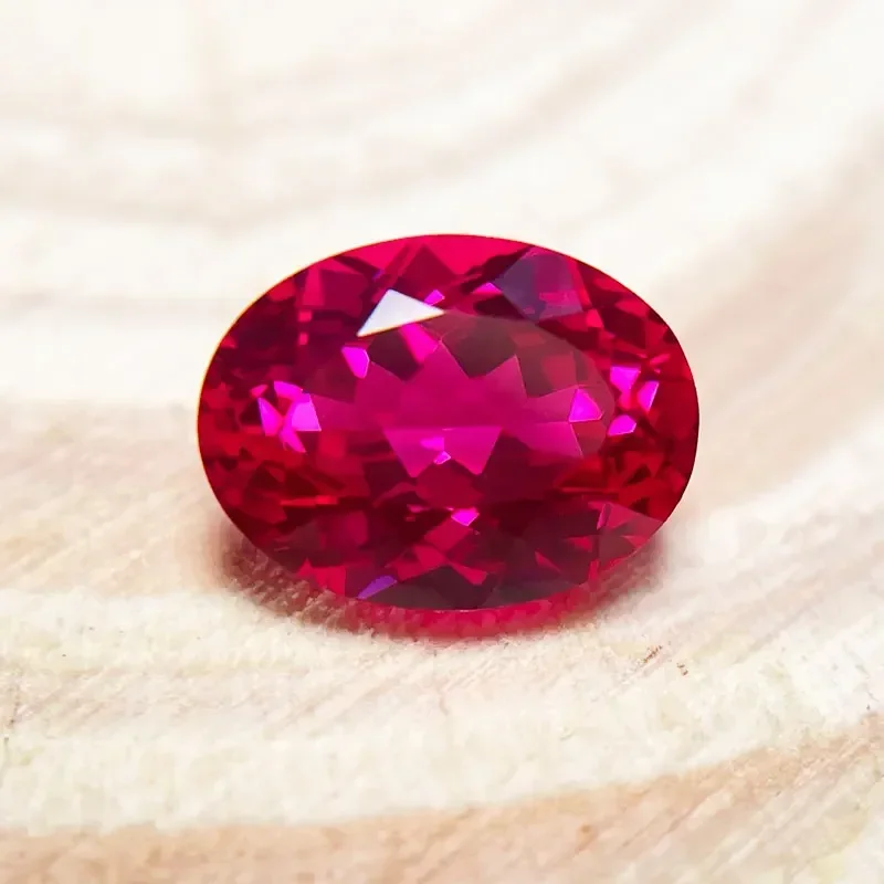 Natural Rubellite Color Lab Grown Ruby Oval Shape Hand-cut Advanced Jewelry Rings Earrings Making with Certificate Wholesale