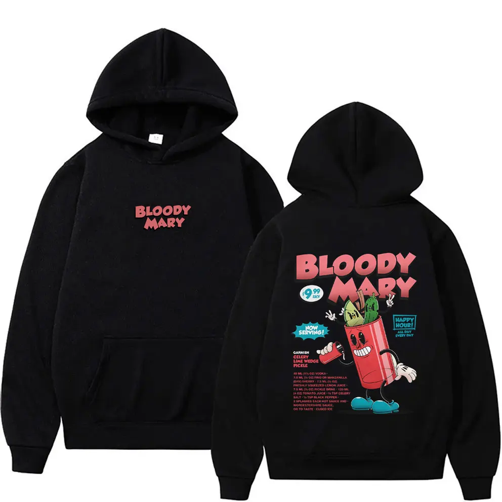 

Bloody Mary Cocktail Cartoon Funny Meme Hoodie Men Women Casual Vintage Hooded Tracksuit Men's Oversized Fleece Cotton Hoodies