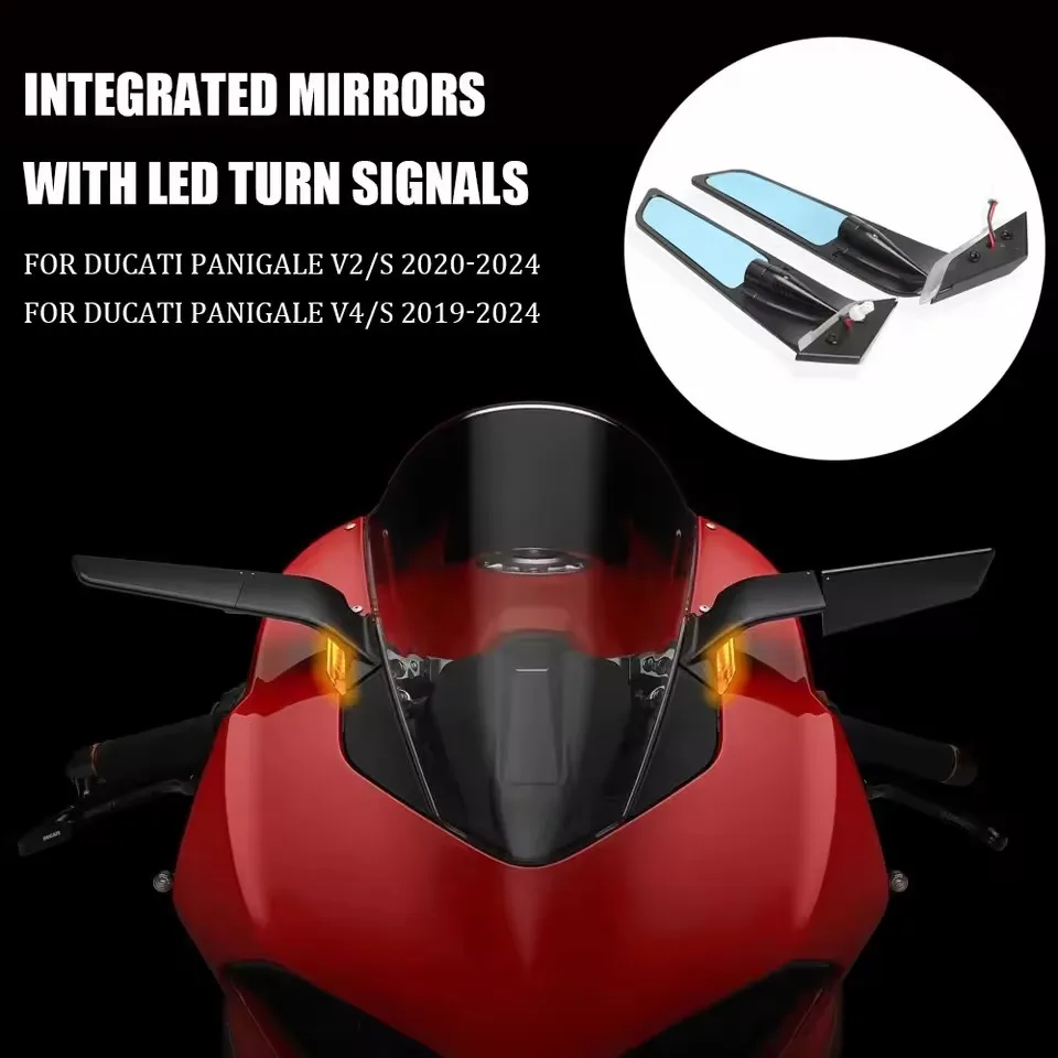

Stealth mirror For Ducati Panigale V4 V4S PANIGALE V2 V2S Motorcycle Rear Side Rearview Mirrors with LED turn signal