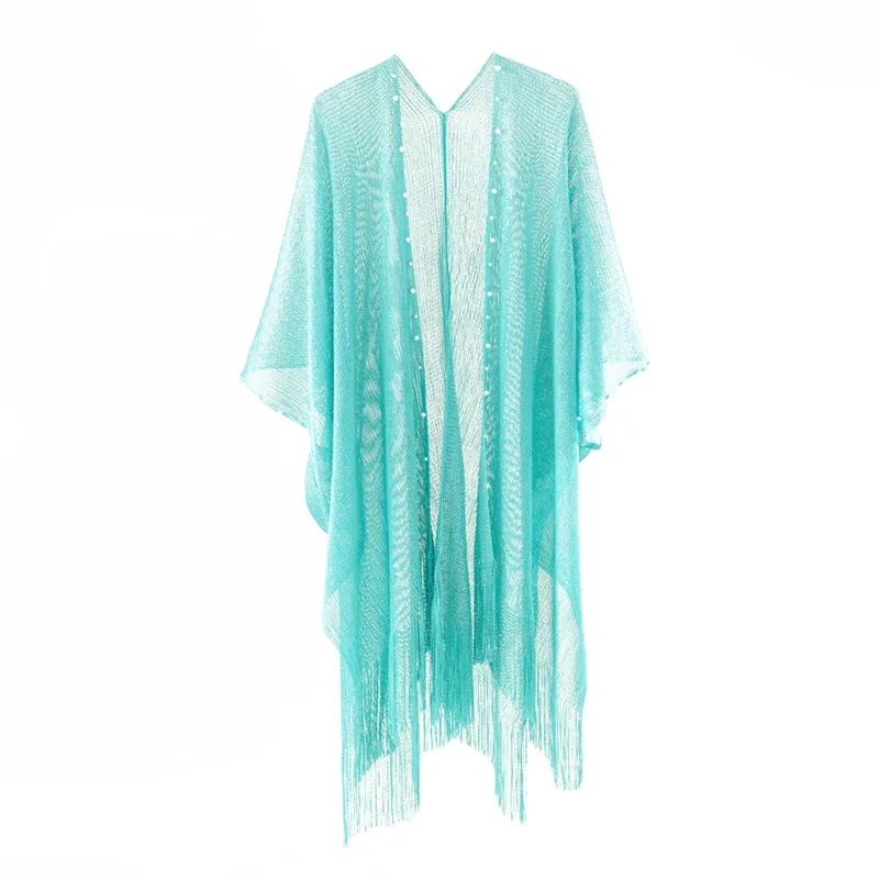 New In Summer Cardigan Kimono Cape Women 2023 Tassel Hollow Out Knitwear Female Beach Wear Cover-Ups Sun-proof Beachwear Outfits