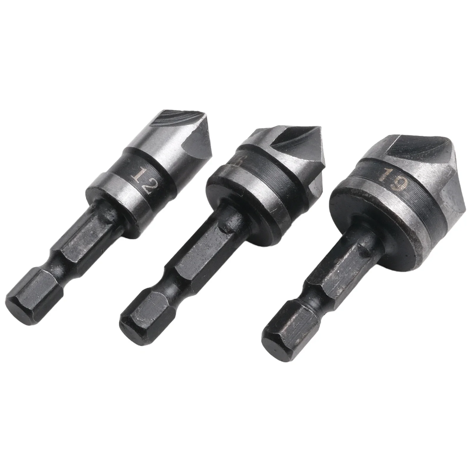 3Pcs Countersink Drill Bit 12/16/19mm 1/4\