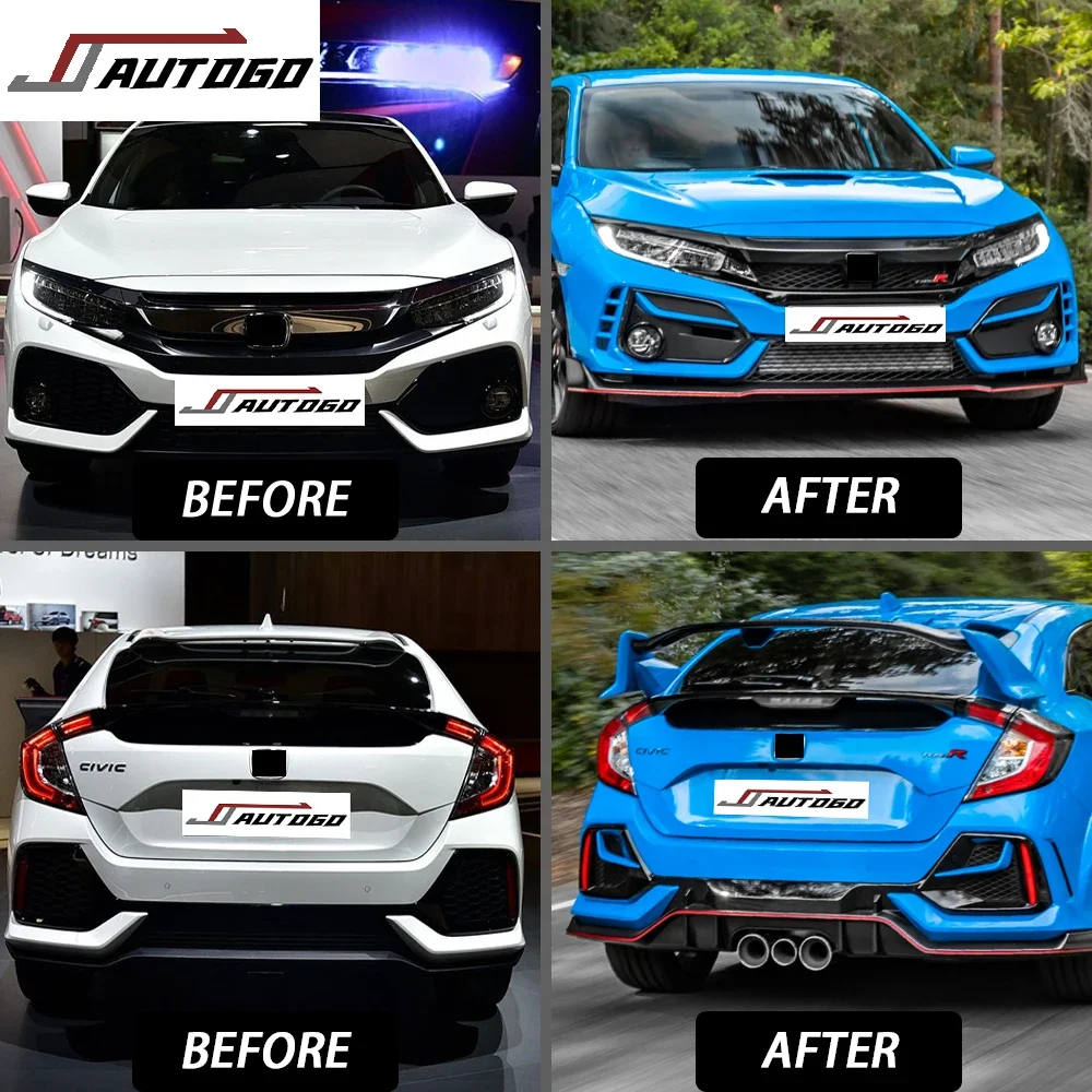 2022 New Design Body Kit For HONDA CIVIC FC1 FK7 16-20 Update to FK8 Wide Type-R PP+ABS Material Front+Rear Bumper Grille Skirt