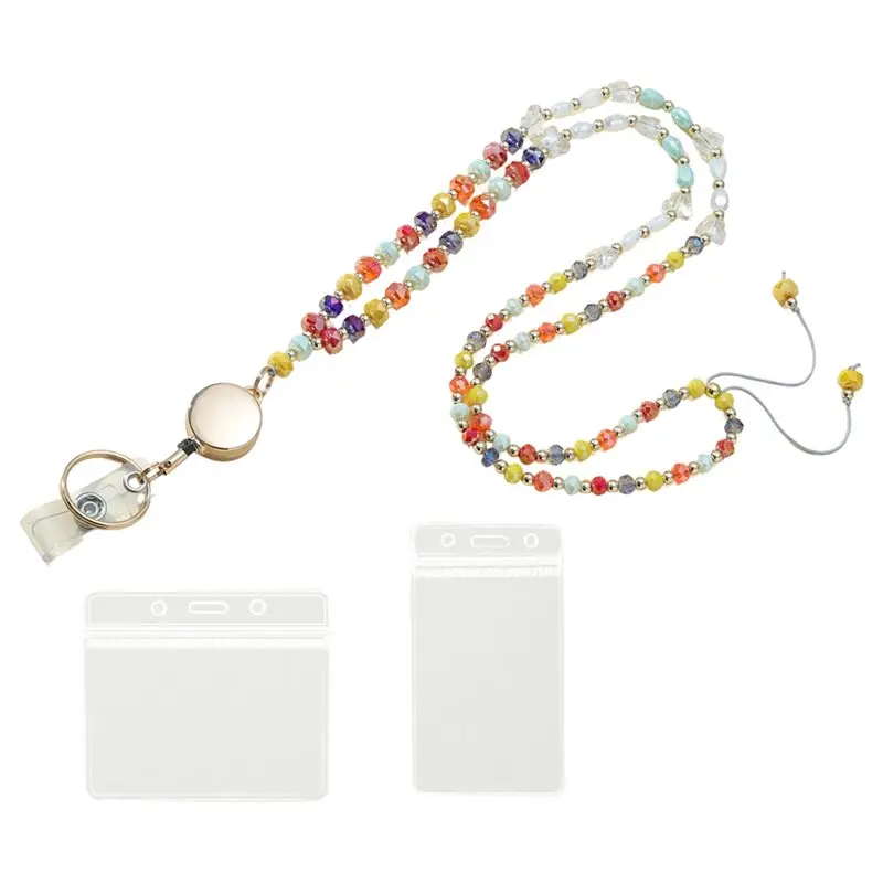 Gifts Lanyard For ID Badges Cute Beaded Badge Holder Necklace For Women Lanyards