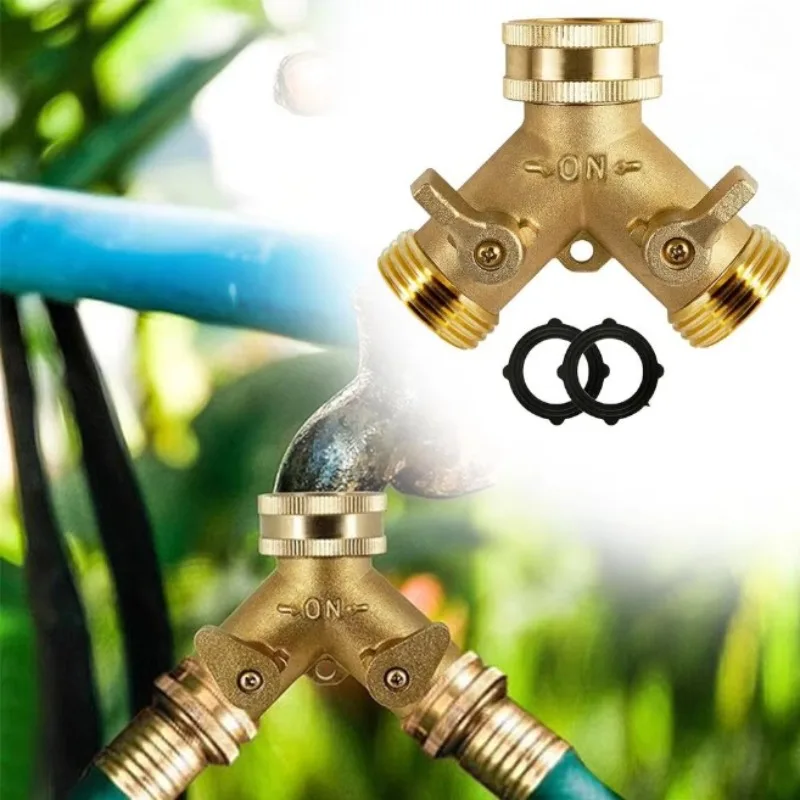 Garden Hose Y Valve Connectors Brass Hose Splitter With Solid Brass Handle Brass Y Valve Water Garden Hose Adapter 2 Way