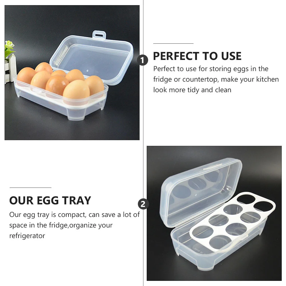 

2Pcs Egg Storage Box with 8 Spaces Plastic Egg Holder Tray for Fridge Countertop Organization Protective Container Case