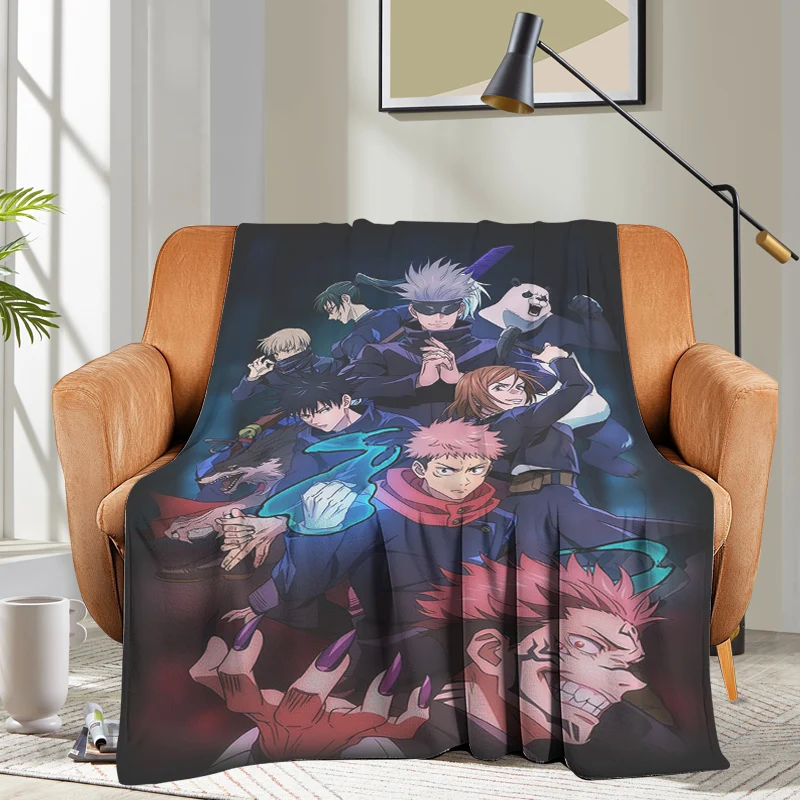 Anime Sofa Blankets for Winter Warm Sukuna Fluffy Soft Blankets Microfiber Bedding Bed Fleece Camping Custom Blanket King Size