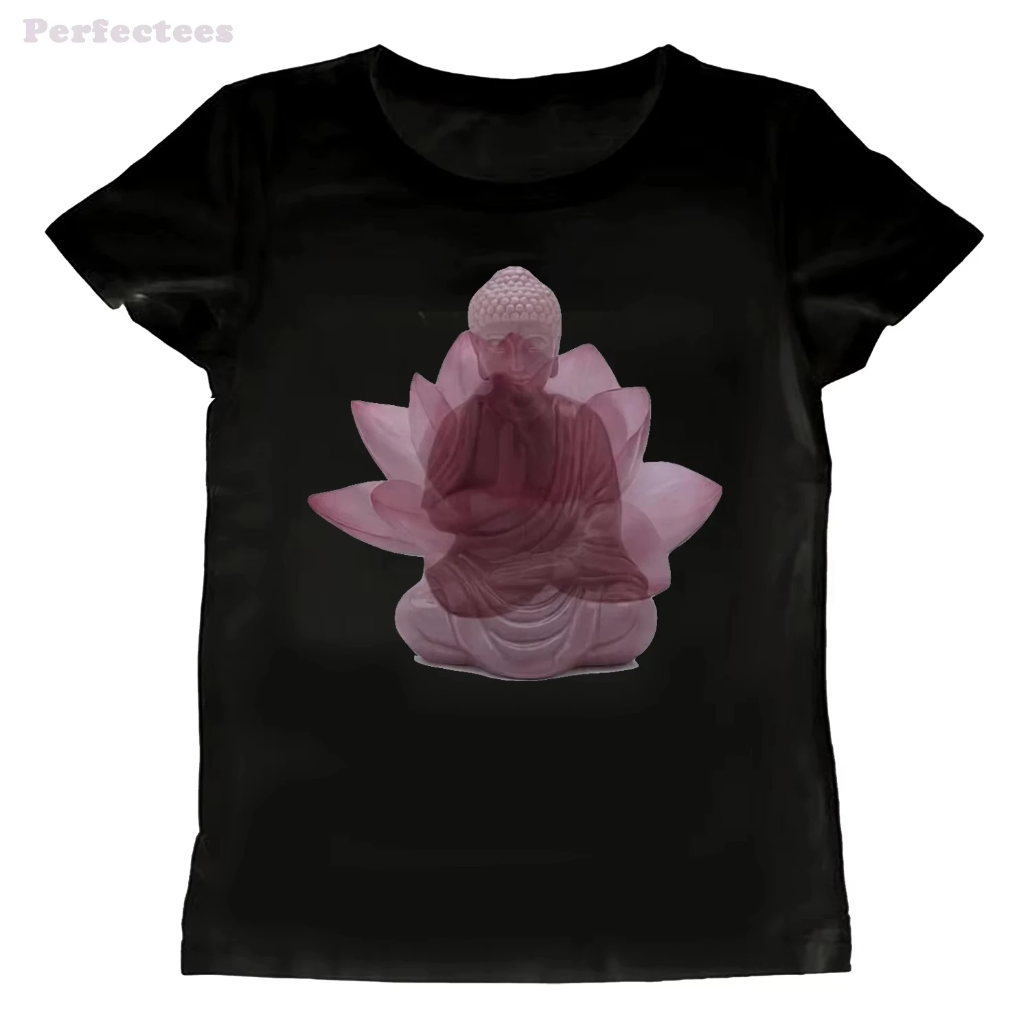 Buddha Lotus Printed T-shirt Women Y2k Aesthetics Tops Grunge Clothes 2000s Tops with Tee Summer Harajuku Fashion Clothes