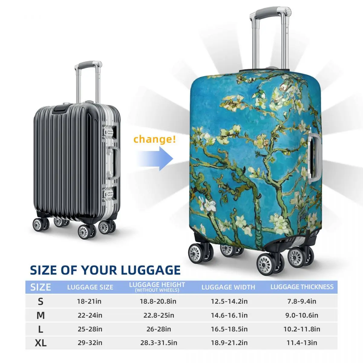 Almond Blossom Suitcase Cover Vincent Van Gogh Travel Protector Holiday Useful Luggage Case