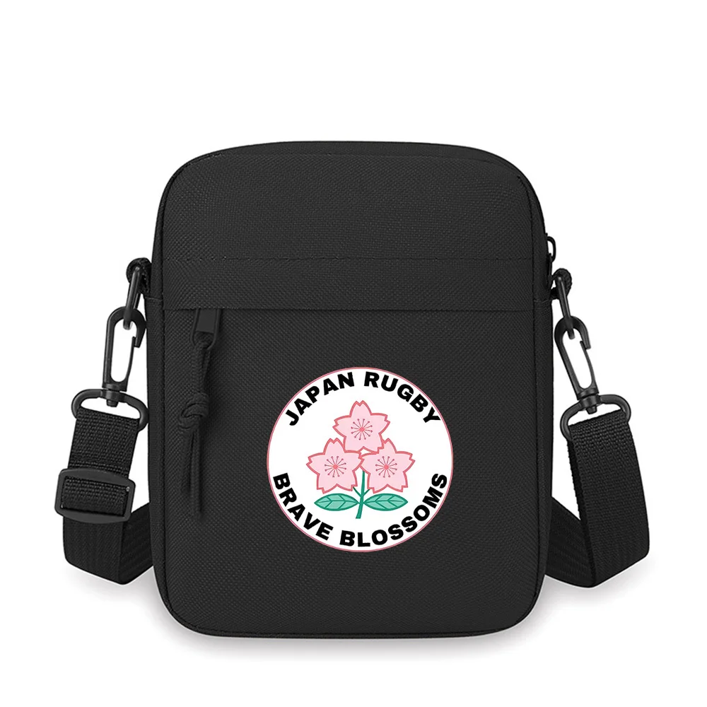 

Cherry blossoms rugby logo Japan brave Men Crossbody Bag Single Shoulder Women Cartoon Anime Film Printing Design Unisex