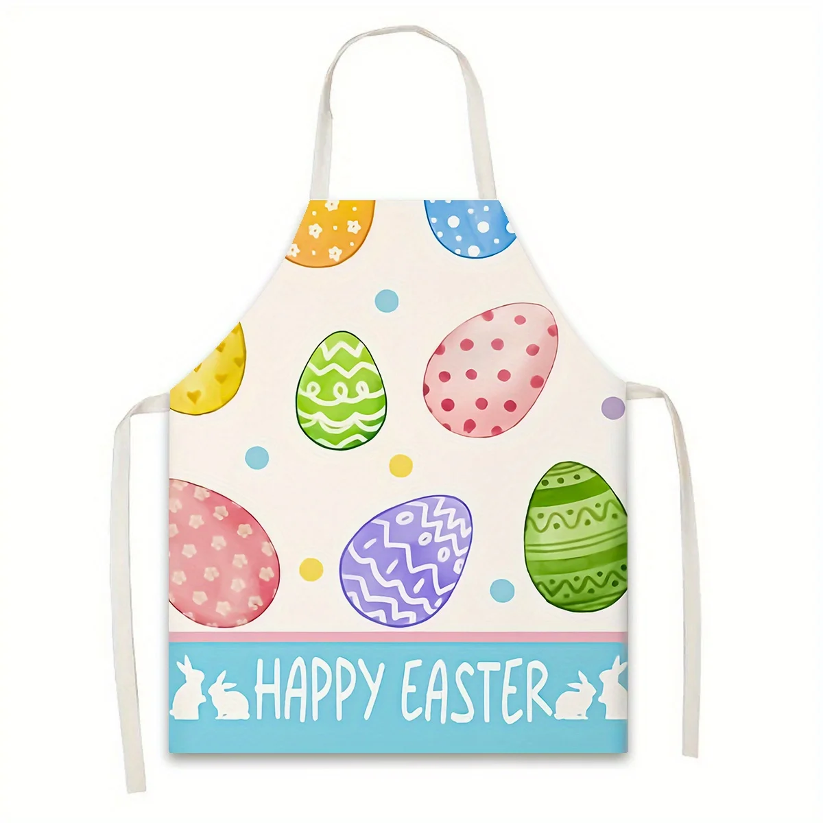 

1pc Easter Apron Happy Easter Eggs Bunnies Print Holiday Party Kitchen Baking Gift