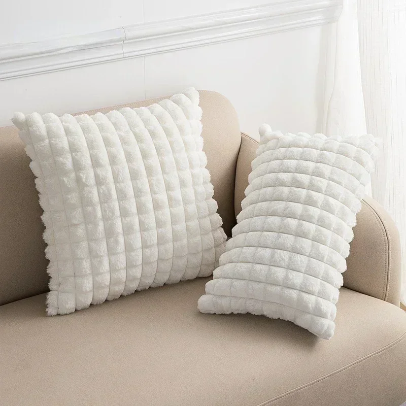 Flush Block Diamond Solid Living Room Decoration Cushion Cover 30x50CM 45x45CM Fur Sofa Pillow Case Moden Home Decor