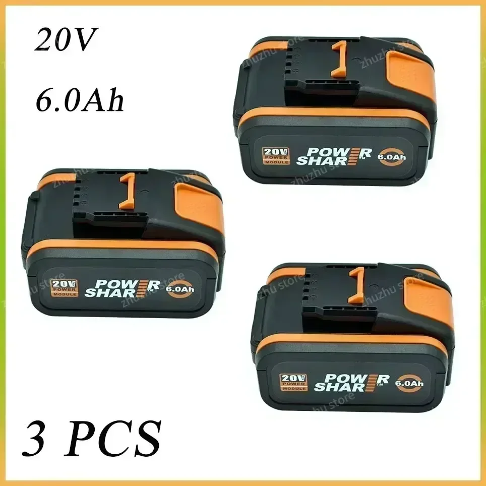 Voor Worx 20V 4.0/6.0/8.0Ah Oplaadbare Li-Ion Batterij WA3551 WA3551.1 WA3553 WA3641 WX373 WX390 Elektrisch Gereedschap Met lader