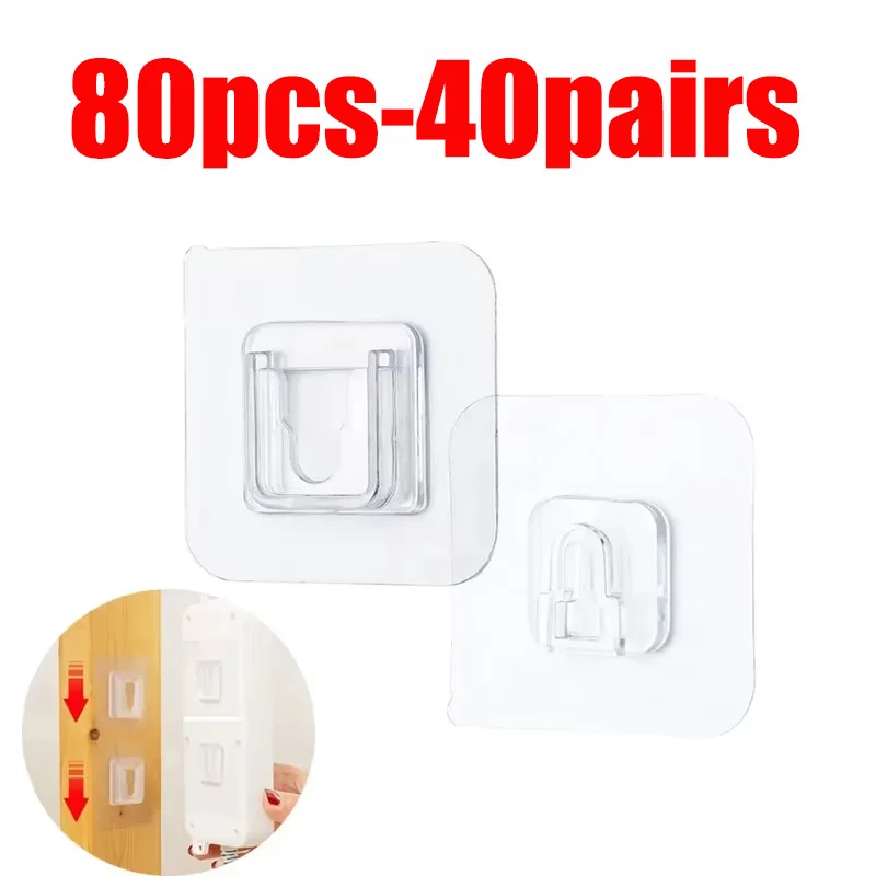 Doppelseitig klebende Wandhaken, Aufhänger, starker transparenter Saugnapf, Aufbewahrungssteckdose, Haken für Badezimmer, Küche, Schlafzimmer, Haken-Set