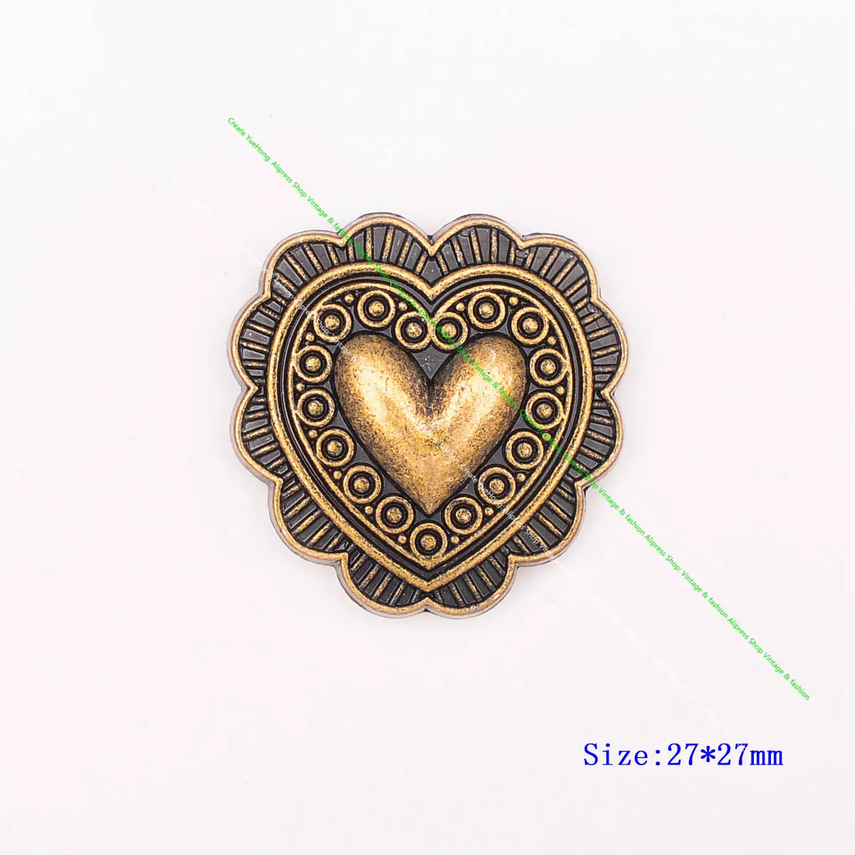 10pcs 27mm Antique Brass Floral Carved Sweet Love Heart Western Saddle Holster Leathercraft Belt Handbag Conchos Screwback