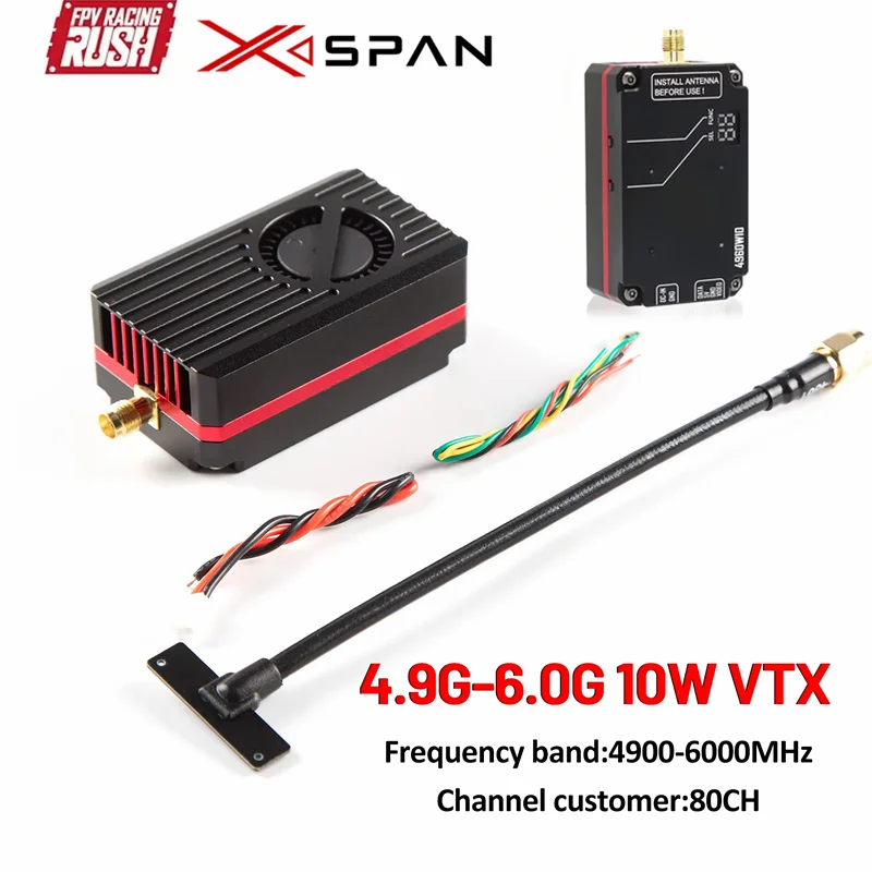 RUSHFPV Video Transmitter Module 4.9G-6.0G 10W VTX Kit For Drone FPV RC Drone Camera Transmission Module