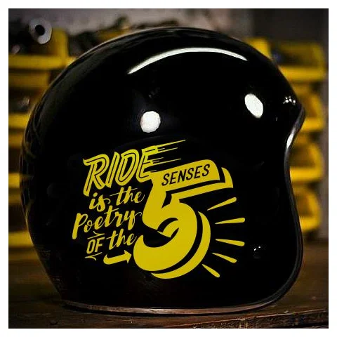 'Ride Is The Poetry of The 5 Senses'Motorcycle Helmet Stickers Retro Waterproof Motorbike Fuel Tank Funny Vinyl Decal for Harley