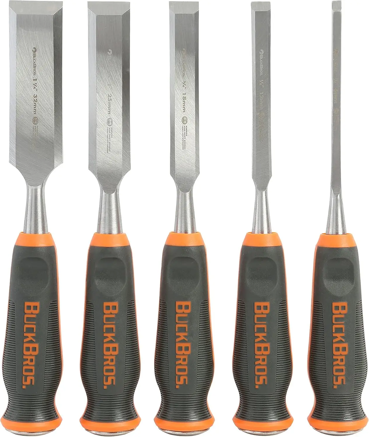 

Buck Knives 1/4, 1/2, 3/4, 1, 1-1/4 COMFORT GRIP CHISEL SET