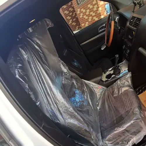 Imagen 2 del producto Funda Universal desechable de plástico PE para asiento de coche, cubierta protectora impermeable para reparación de automóviles, 100 piezas