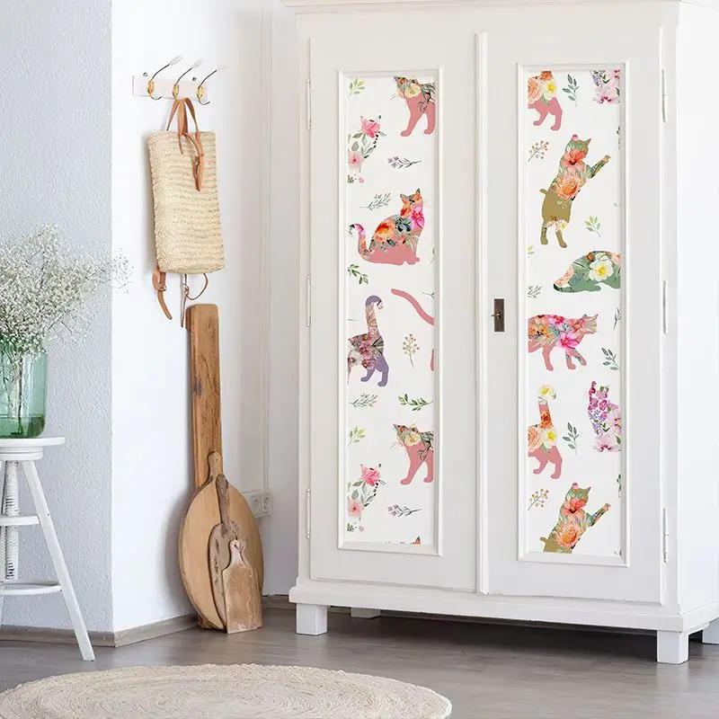 Cute Cartoon Animal Cat Wall Decals Nursery Wall Stickers Roll Kids Room Living Area Decor Art Wallpaper New