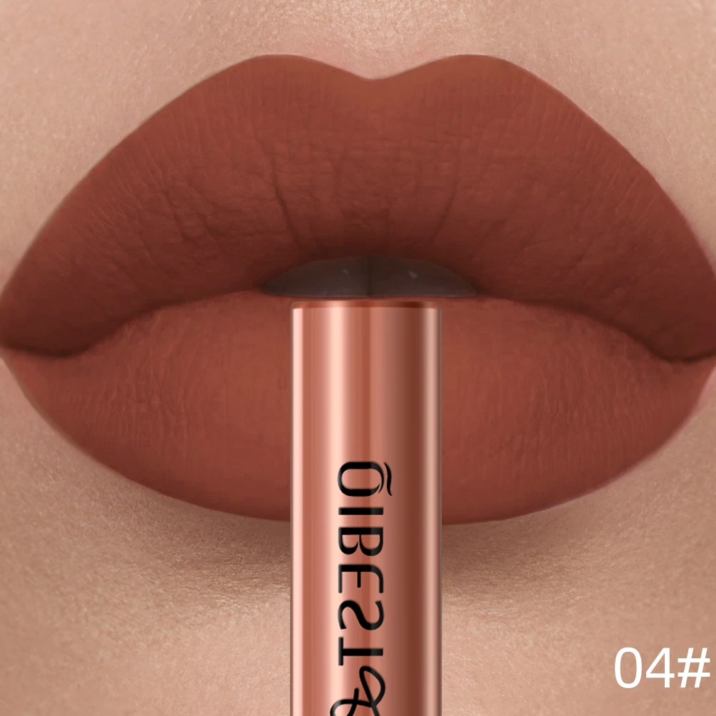 QIBEST Mattflüssiger Lippenstift, wasserdicht, langlebig, samtiger Lipgloss, Tönungsröhre, matt, nacktes Pigment, roter Lipgloss, Lippen-Make-up