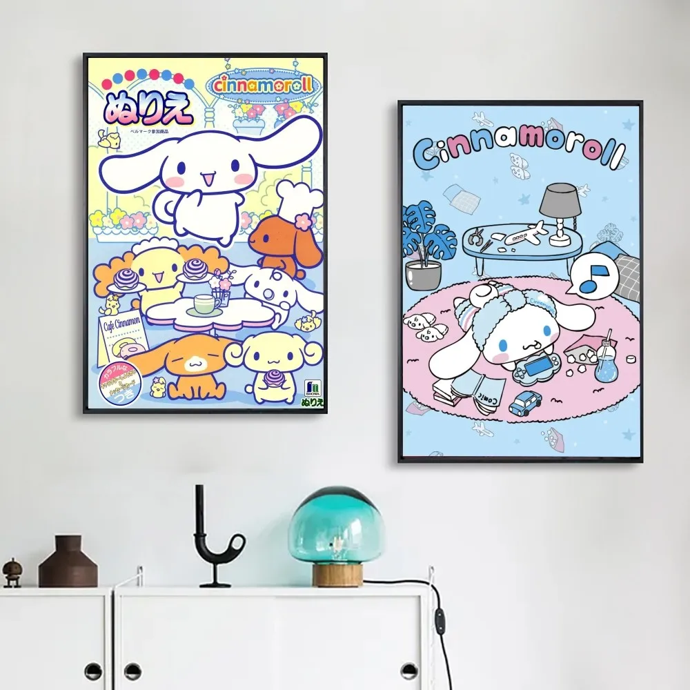 S-Sario-C-Cinnamoroll Poster DIY Poster Kraft Paper Vintage Poster Wall Art Painting Study Stickers Big Szie Wall Painting