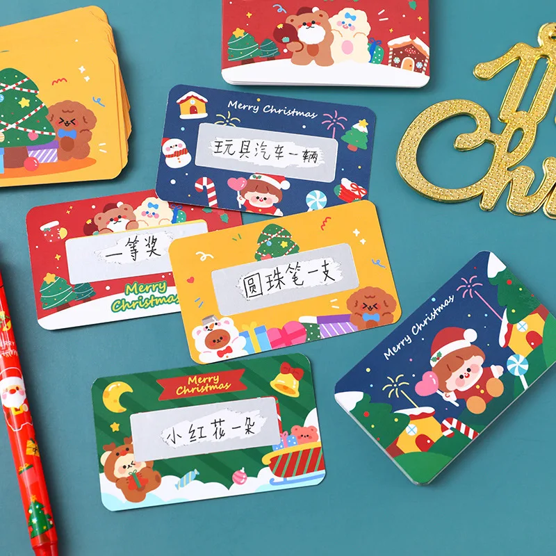 Christmas Creative Cartoon Scratch-off Card Student Interactive Card Holiday Party Activity Diy Rewards Card Greeting Card Gifts