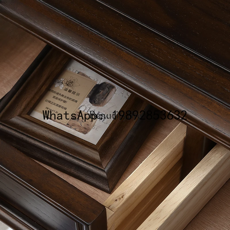 QQ American solid wood desk black walnut mahogany office computer desk