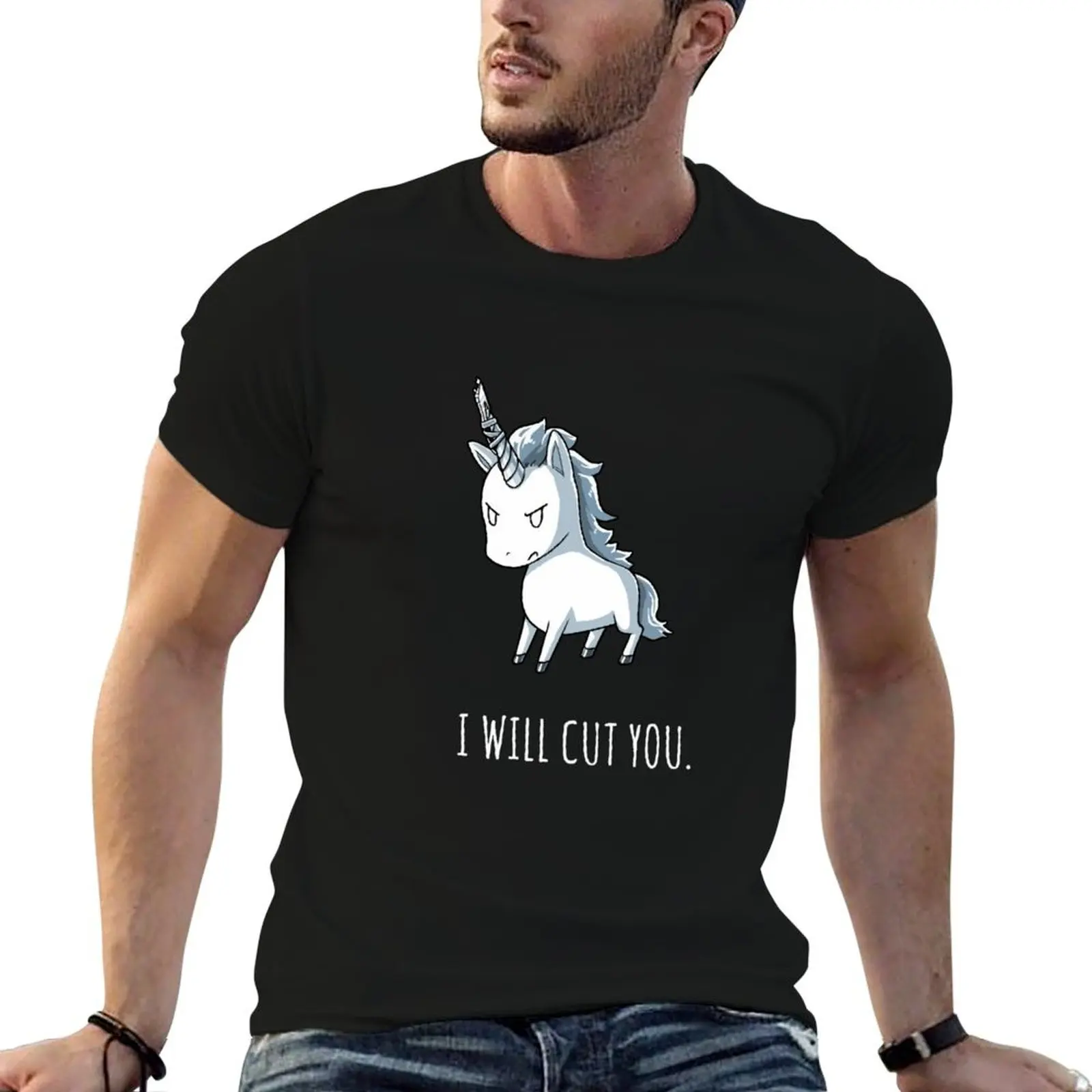 

Stabby The Unicorn I Will Cut You Summer T-Shirt cotton tshirt 100% t shirt man designer T-Shirt