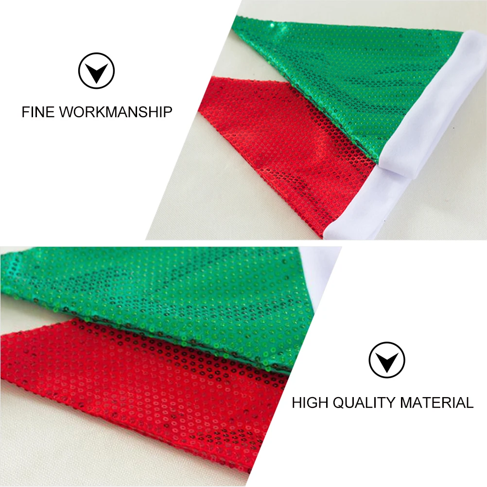 

2 pcs Christmas Hats Sequin Santa Hat for Adult Lightweight Festive Party Props Beautiful Design Bright Color